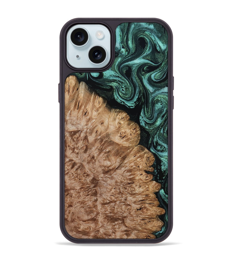 iPhone 15 Plus Wood Phone Case - Ali (Green, 800334)