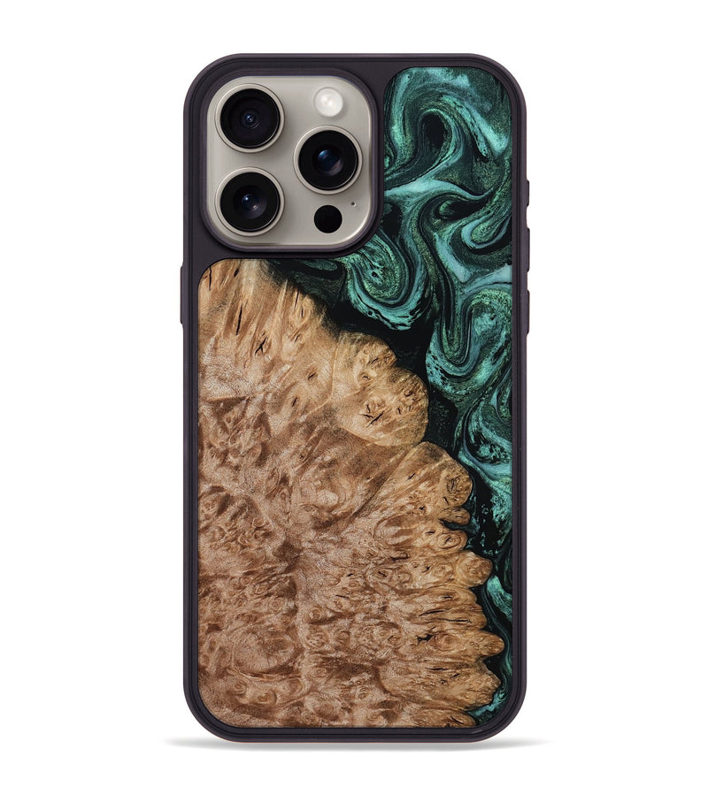iPhone 15 Pro Max Wood Phone Case - Ali (Green, 800334)