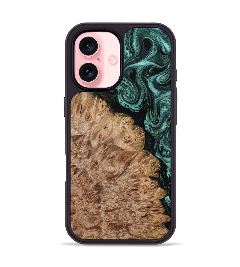 iPhone 16 Wood Phone Case - Ali (Green, 800334)