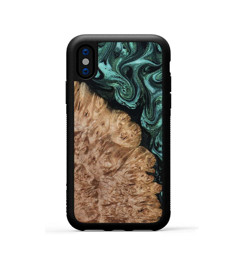 iPhone Xs Wood Phone Case - Ali (Green, 800334)