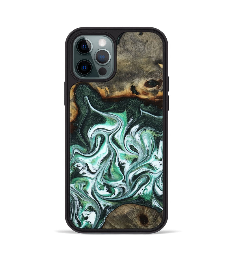 iPhone 12 Pro Wood Phone Case - Nathaly (Green, 800335)