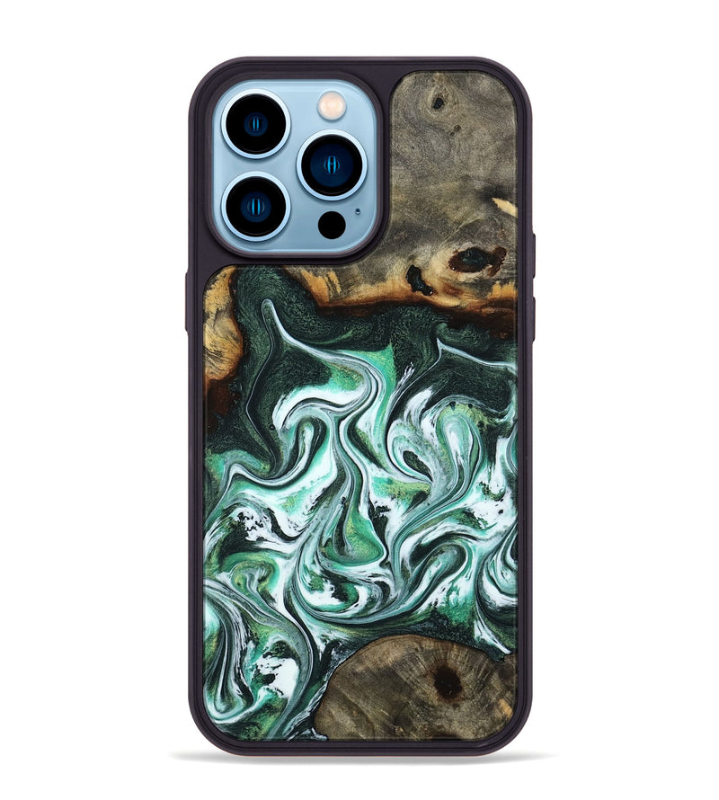 iPhone 14 Pro Max Wood Phone Case - Nathaly (Green, 800335)