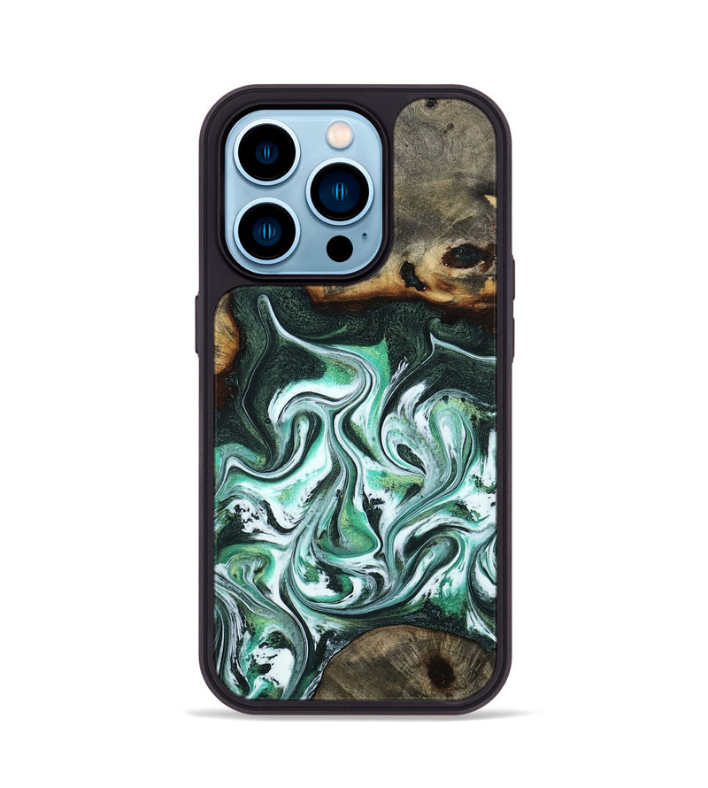 iPhone 14 Pro Wood Phone Case - Nathaly (Green, 800335)
