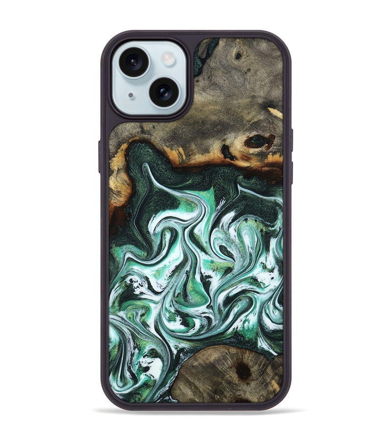 iPhone 15 Plus Wood Phone Case - Nathaly (Green, 800335)
