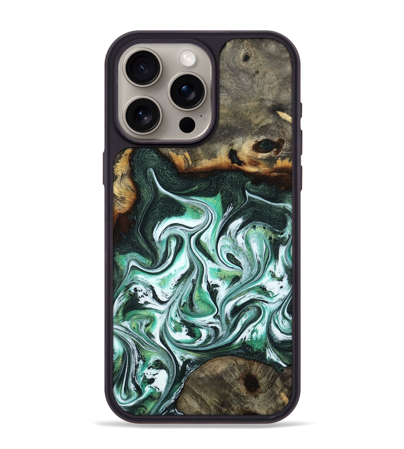 iPhone 15 Pro Max Wood Phone Case - Nathaly (Green, 800335)