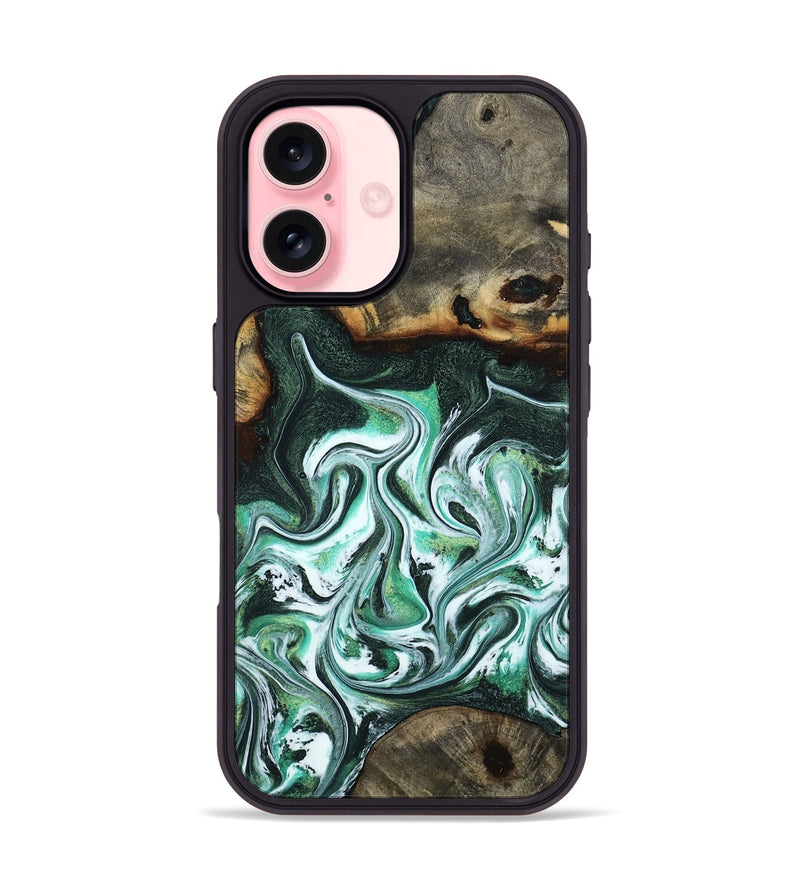 iPhone 16 Wood Phone Case - Nathaly (Green, 800335)