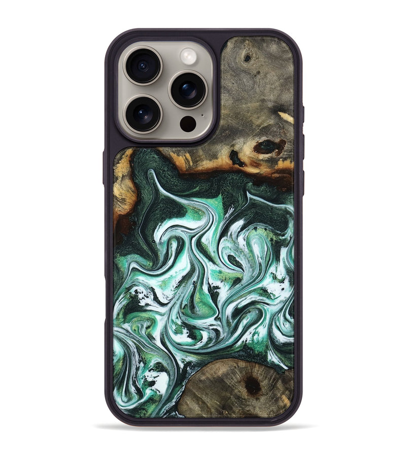 iPhone 16 Pro Max Wood Phone Case - Nathaly (Green, 800335)