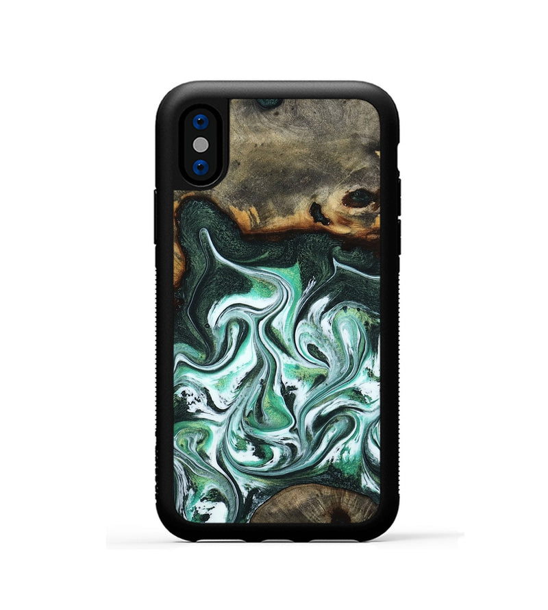 iPhone Xs Wood Phone Case - Nathaly (Green, 800335)