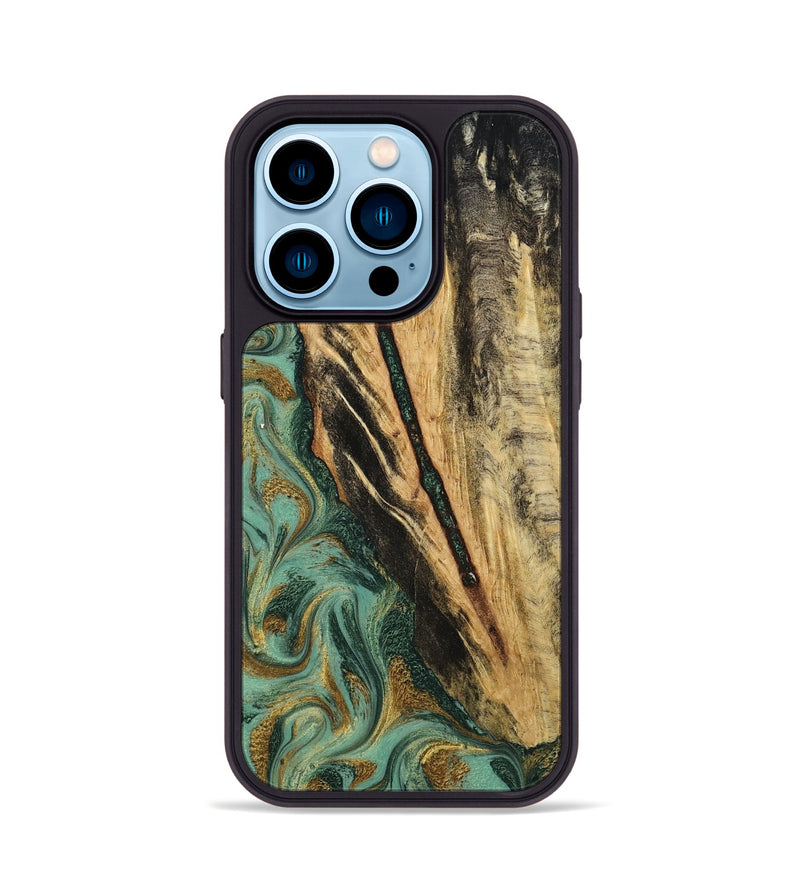 iPhone 14 Pro Wood Phone Case - Anabel (Green, 800337)