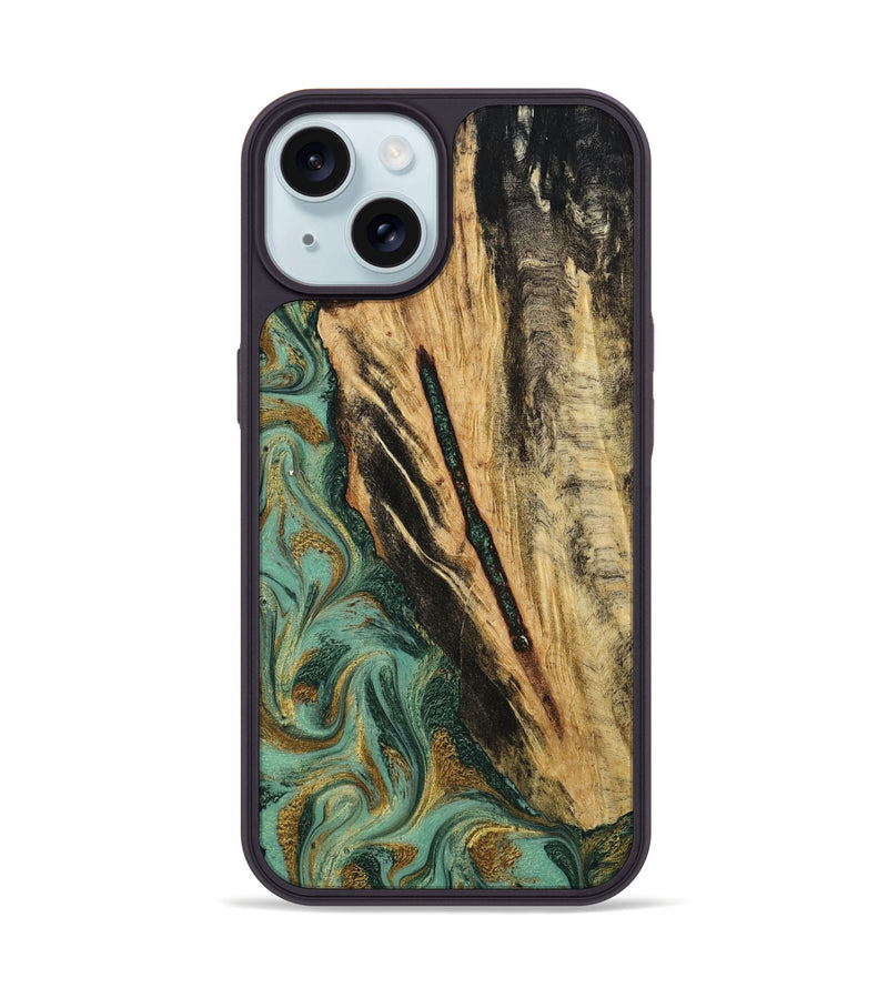iPhone 15 Wood Phone Case - Anabel (Green, 800337)