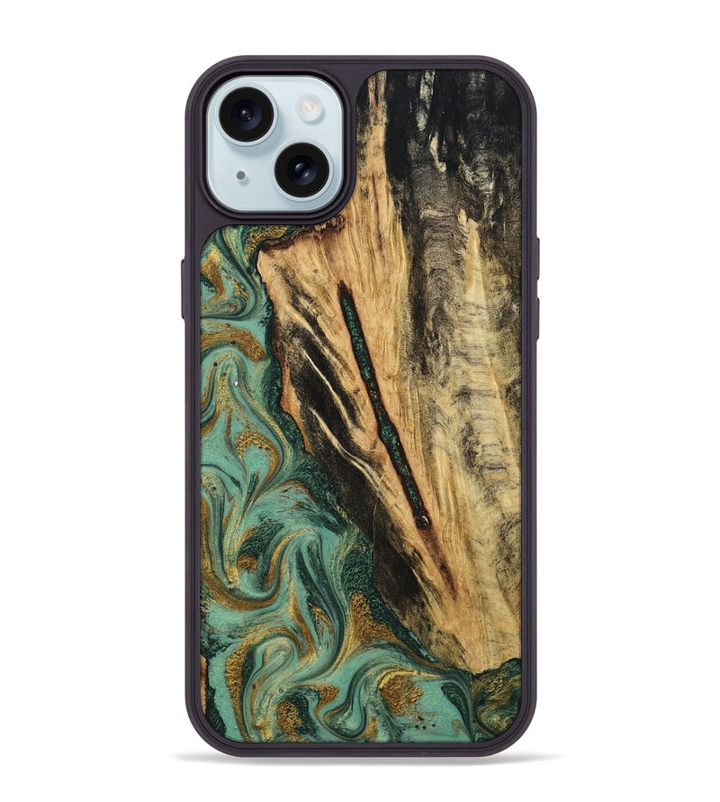 iPhone 15 Plus Wood Phone Case - Anabel (Green, 800337)