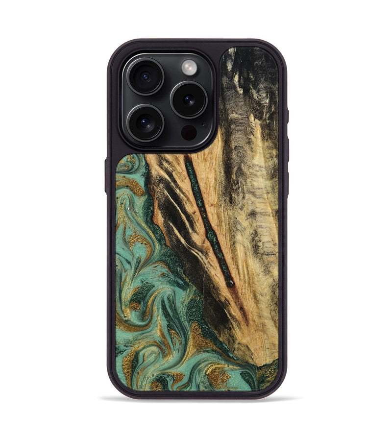iPhone 15 Pro Wood Phone Case - Anabel (Green, 800337)