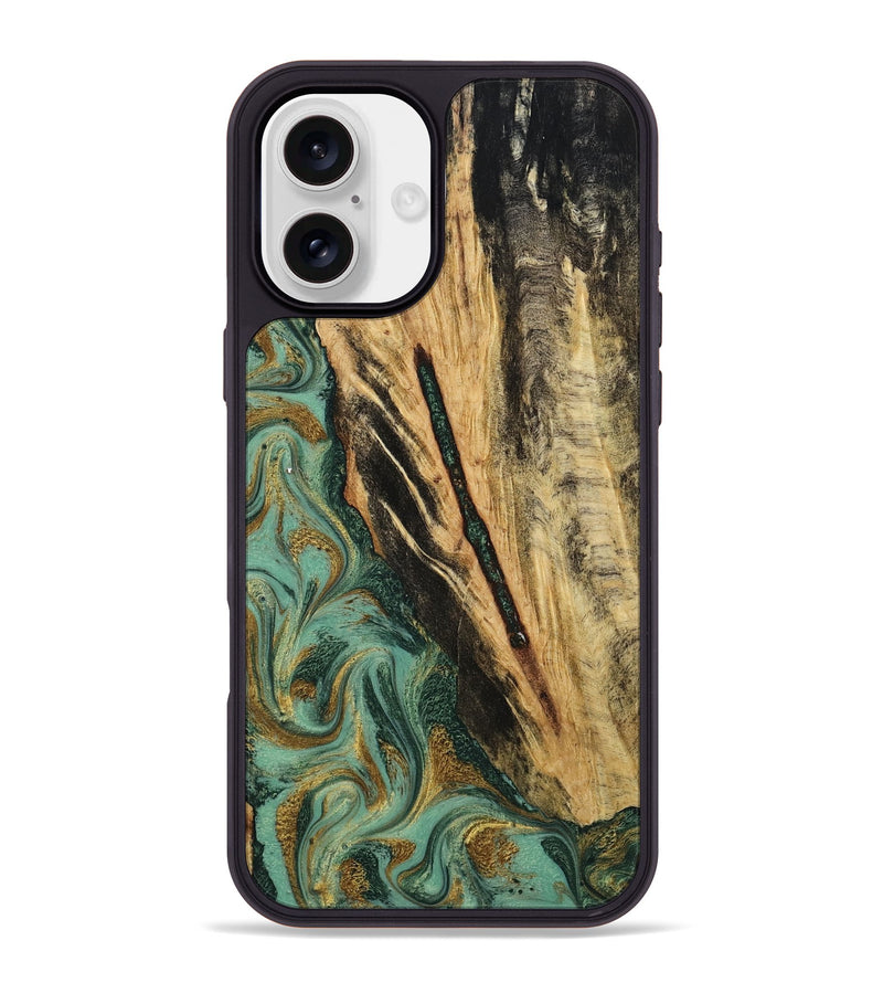 iPhone 16 Plus Wood Phone Case - Anabel (Green, 800337)