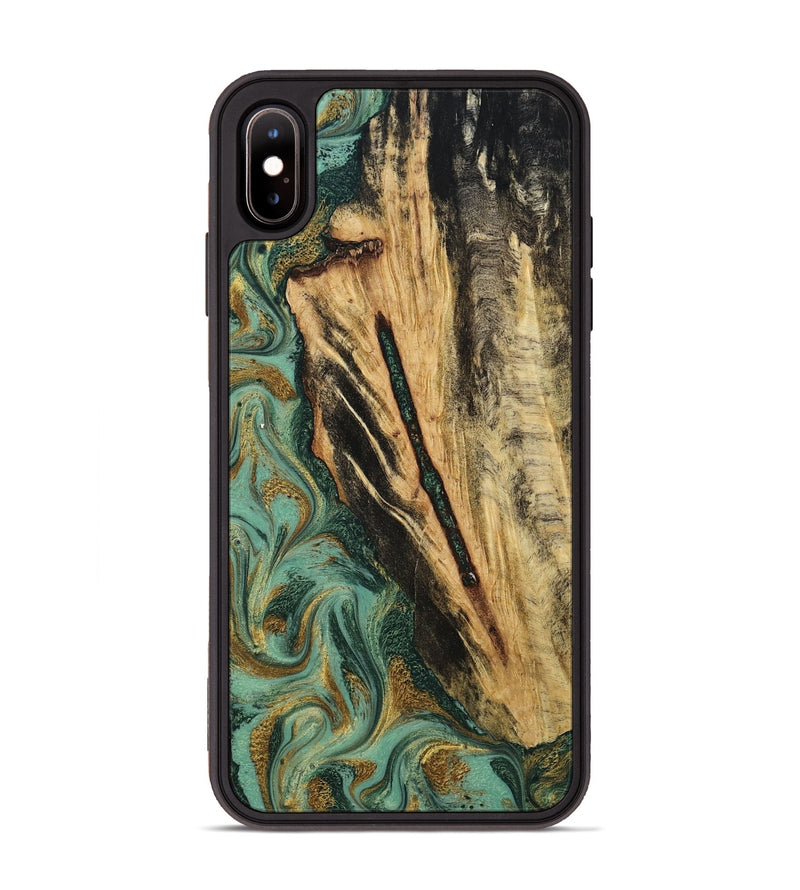 iPhone Xs Max Wood Phone Case - Anabel (Green, 800337)