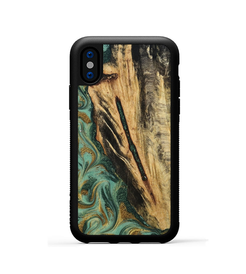 iPhone Xs Wood Phone Case - Anabel (Green, 800337)