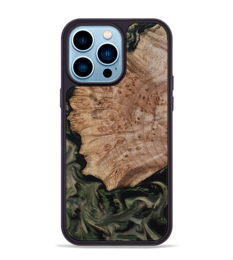iPhone 14 Pro Max Wood Phone Case - Mila (Green, 800339)