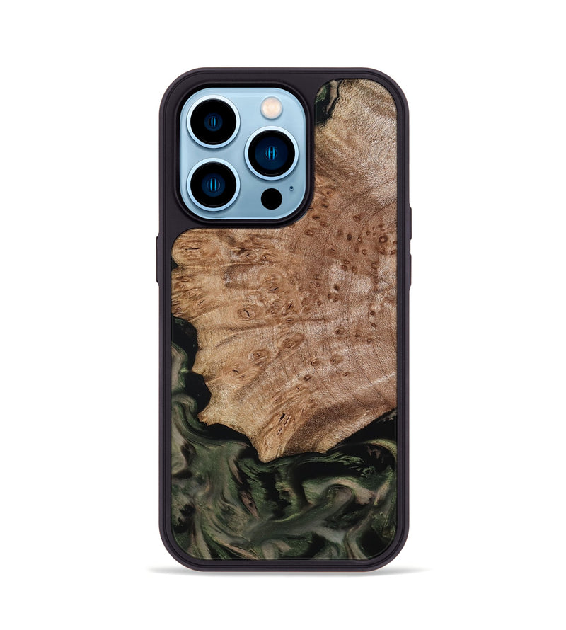iPhone 14 Pro Wood Phone Case - Mila (Green, 800339)