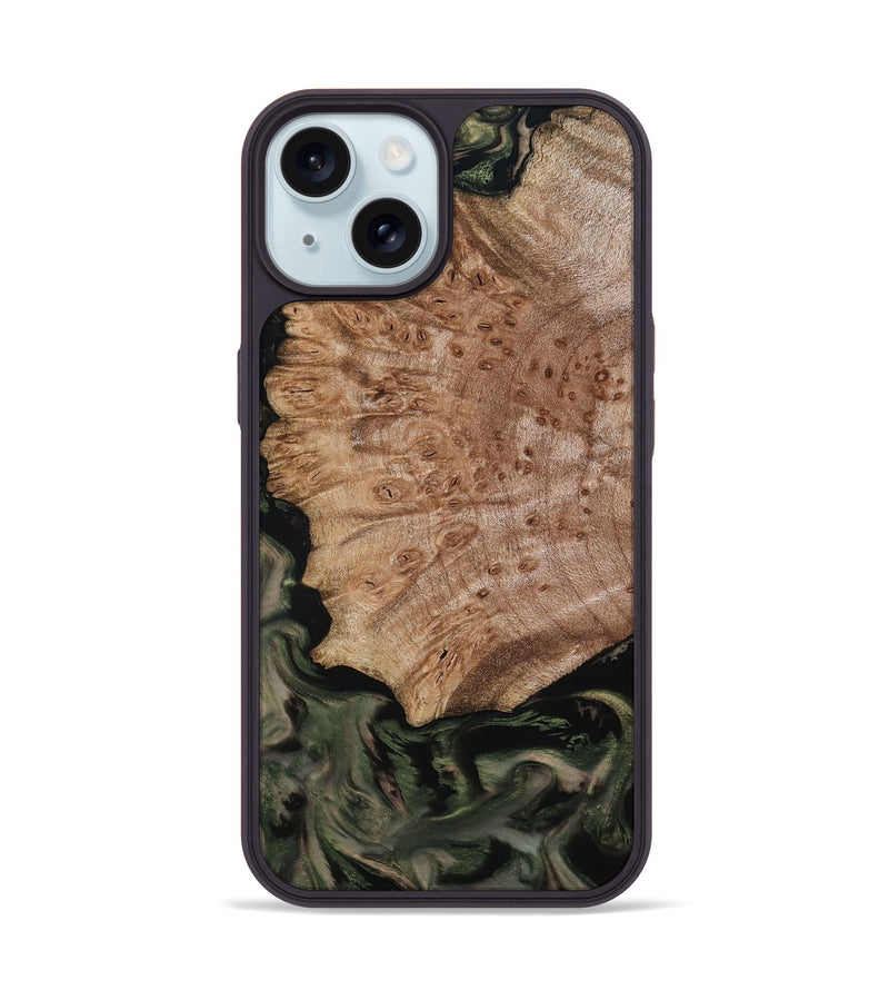iPhone 15 Wood Phone Case - Mila (Green, 800339)