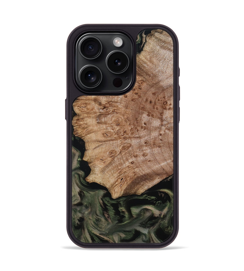 iPhone 15 Pro Wood Phone Case - Mila (Green, 800339)