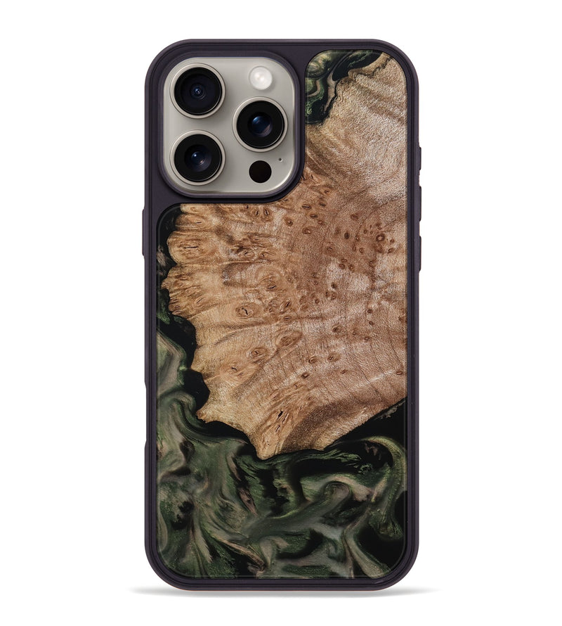iPhone 16 Pro Max Wood Phone Case - Mila (Green, 800339)