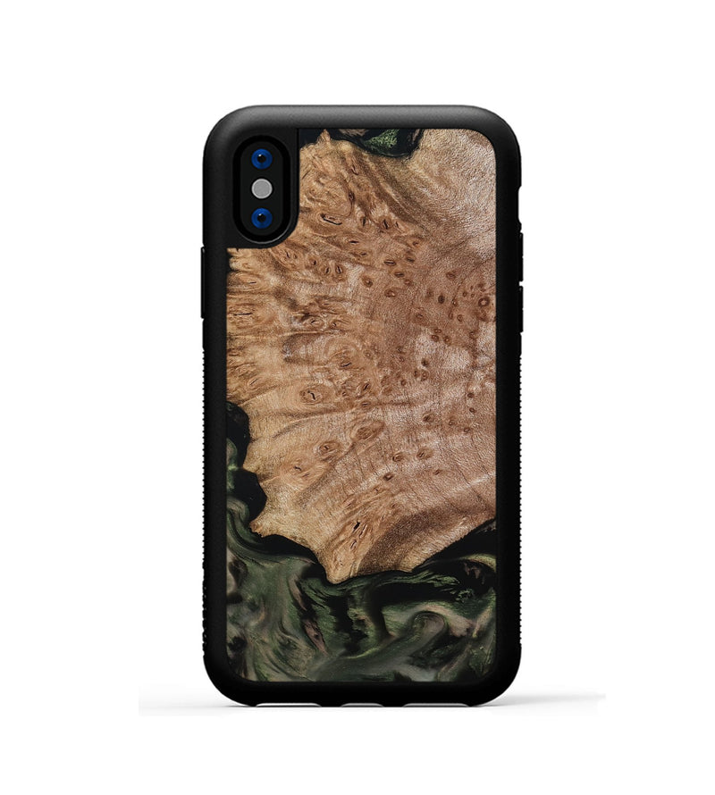 iPhone Xs Wood Phone Case - Mila (Green, 800339)