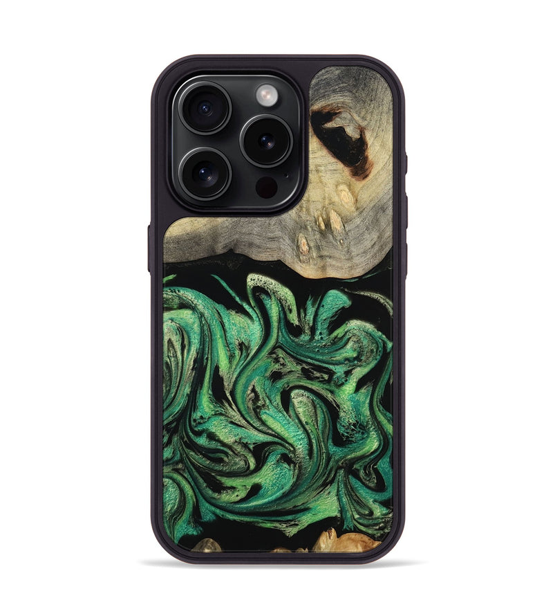 iPhone 15 Pro Wood Phone Case - Kylen (Green, 800341)