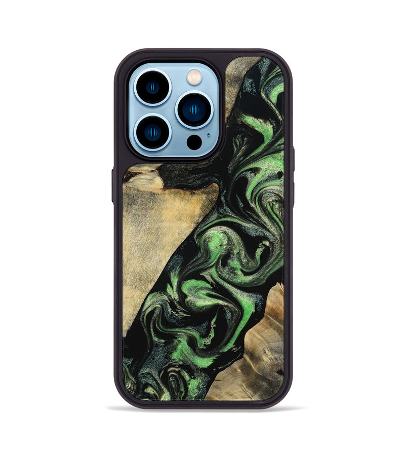 iPhone 14 Pro Wood Phone Case - Jaliyah (Green, 800343)