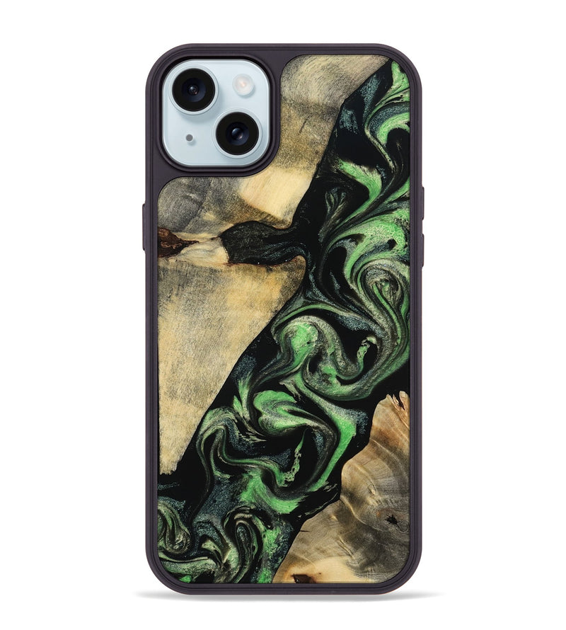 iPhone 15 Plus Wood Phone Case - Jaliyah (Green, 800343)