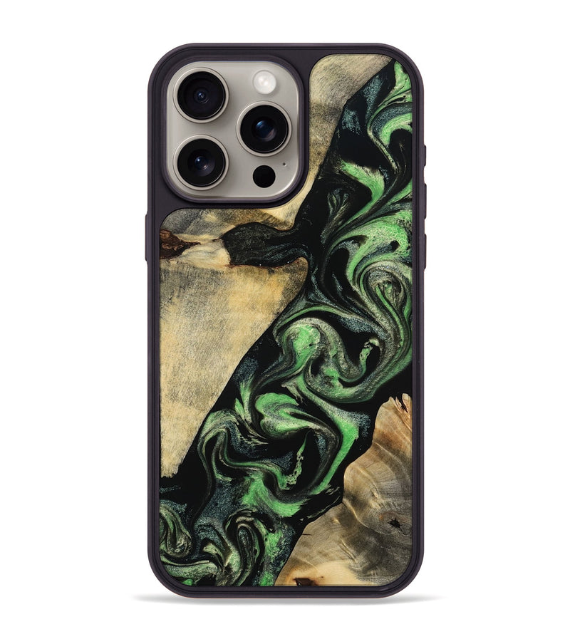 iPhone 15 Pro Max Wood Phone Case - Jaliyah (Green, 800343)