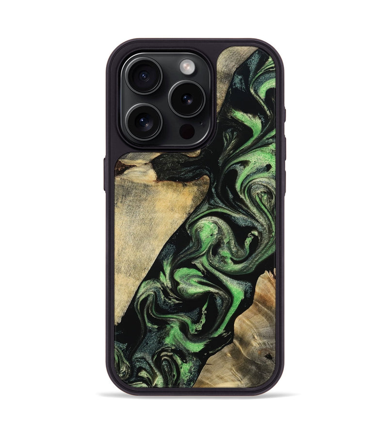 iPhone 15 Pro Wood Phone Case - Jaliyah (Green, 800343)