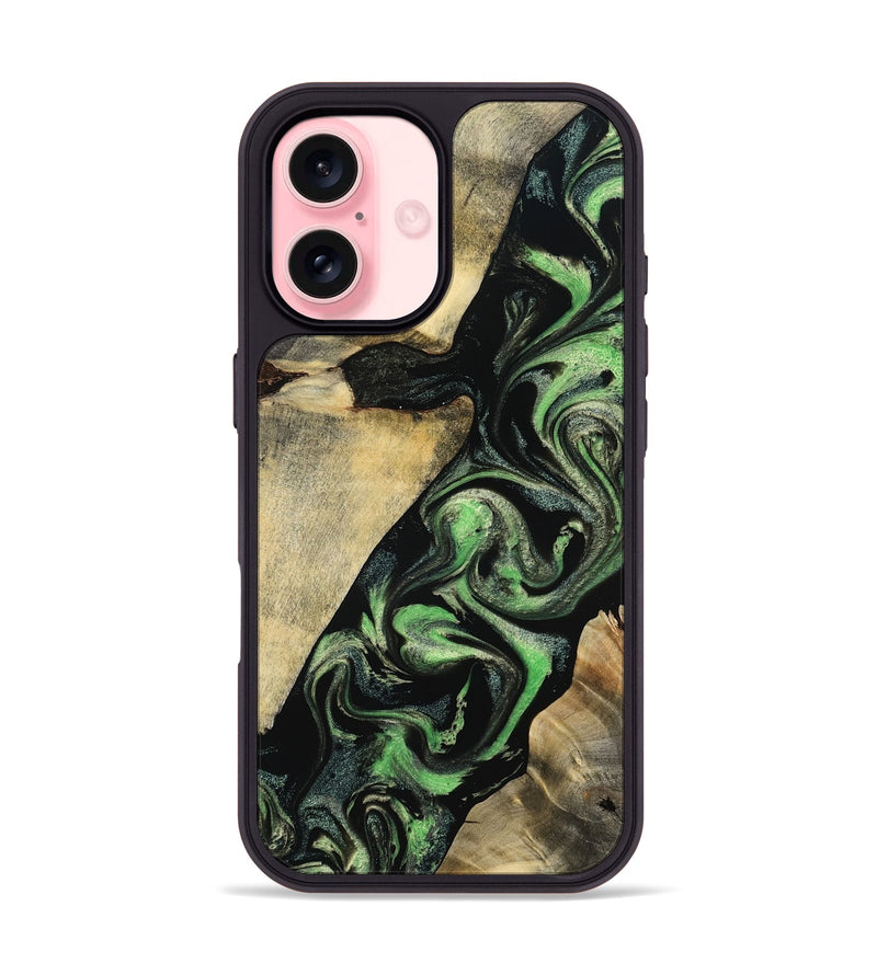 iPhone 16 Wood Phone Case - Jaliyah (Green, 800343)