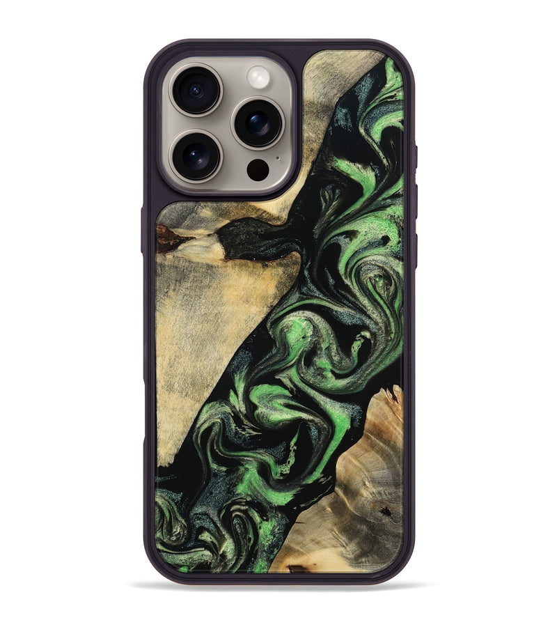 iPhone 16 Pro Max Wood Phone Case - Jaliyah (Green, 800343)
