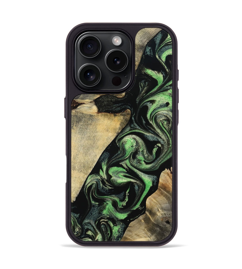 iPhone 16 Pro Wood Phone Case - Jaliyah (Green, 800343)