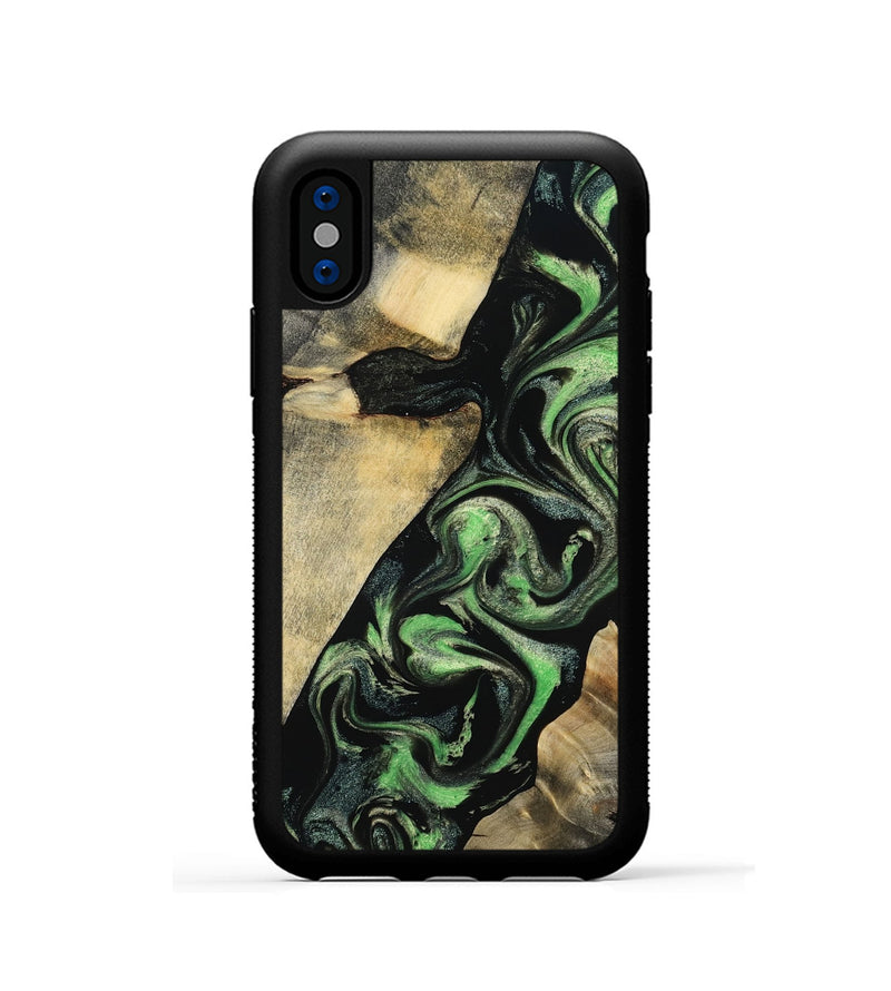iPhone Xs Wood Phone Case - Jaliyah (Green, 800343)