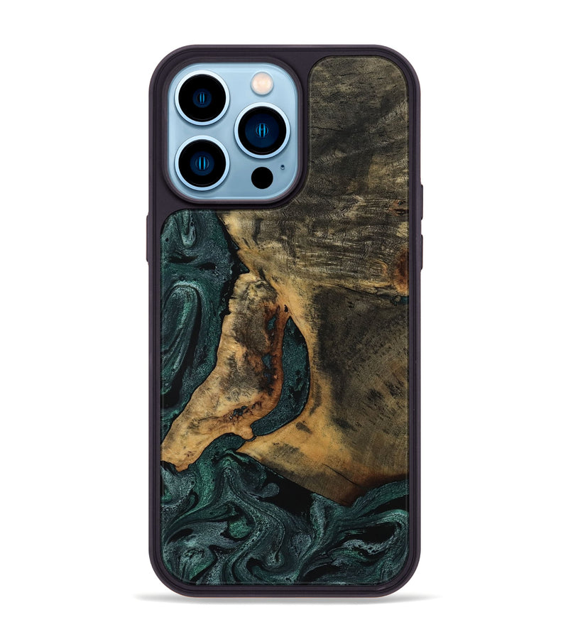 iPhone 14 Pro Max Wood Phone Case - Austen (Green, 800345)