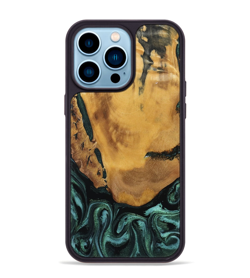 iPhone 14 Pro Max Wood Phone Case - Melisa (Green, 800347)