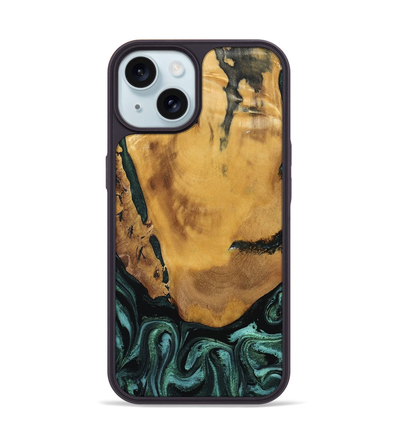 iPhone 15 Wood Phone Case - Melisa (Green, 800347)