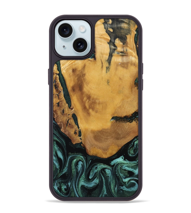 iPhone 15 Plus Wood Phone Case - Melisa (Green, 800347)