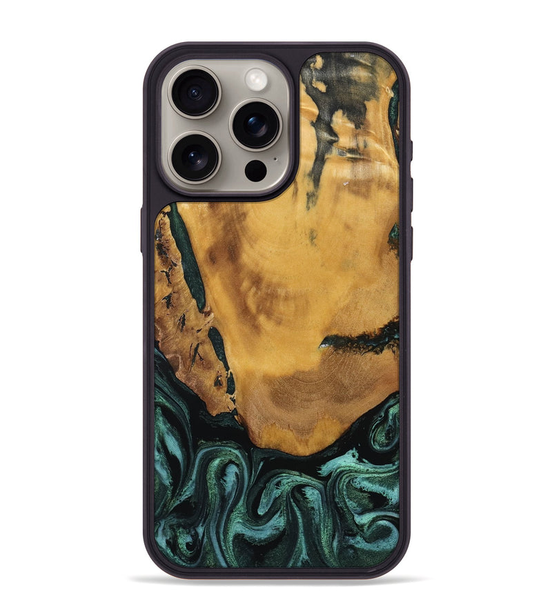 iPhone 15 Pro Max Wood Phone Case - Melisa (Green, 800347)