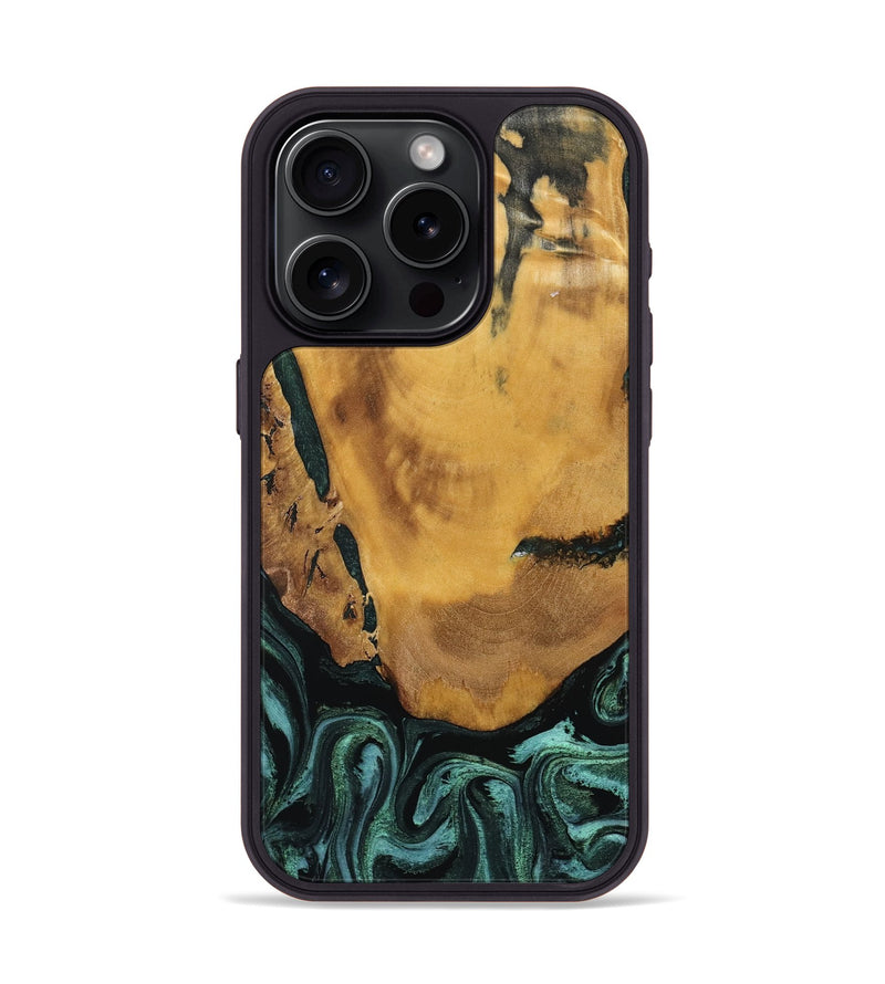 iPhone 15 Pro Wood Phone Case - Melisa (Green, 800347)