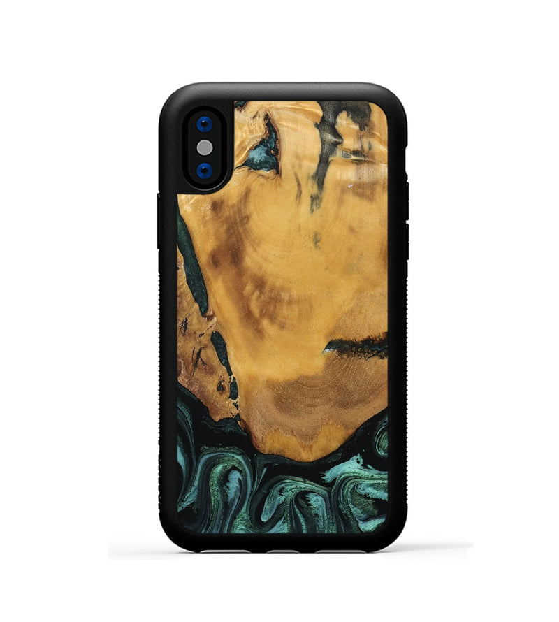 iPhone Xs Wood Phone Case - Melisa (Green, 800347)