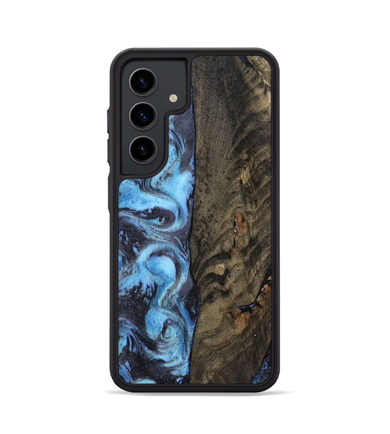 Galaxy S24 Wood Phone Case - Mylah (Blue, 800349)