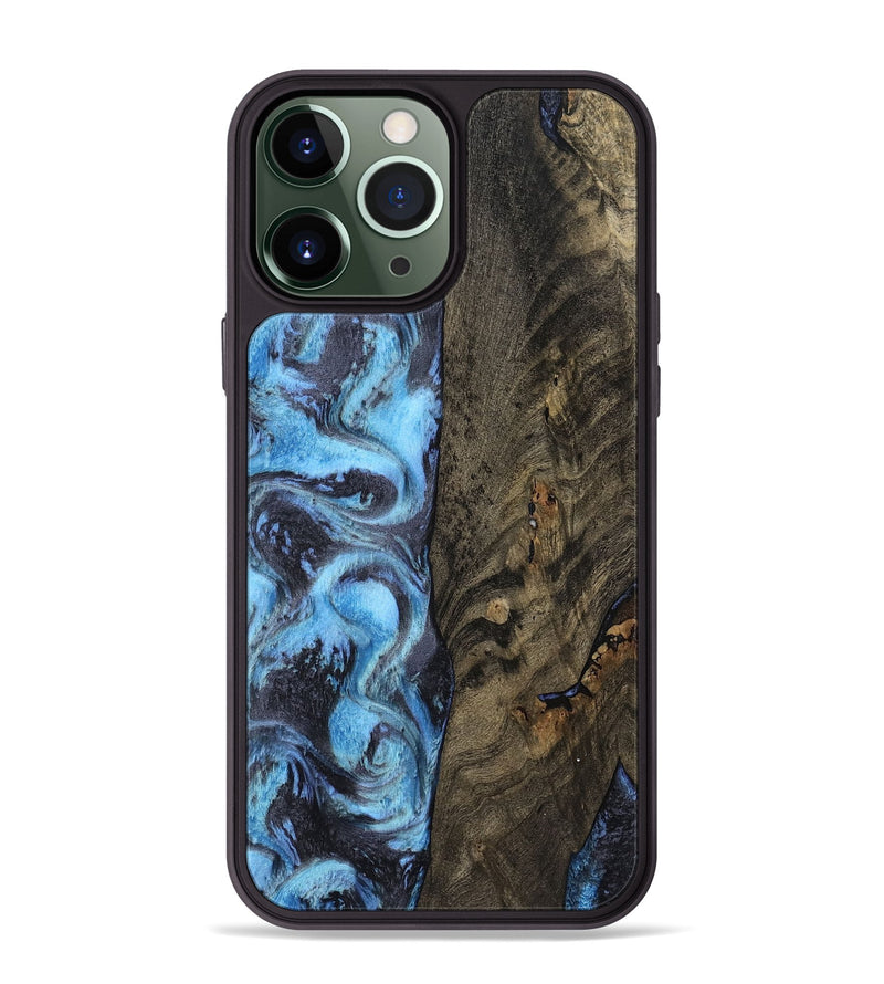 iPhone 13 Pro Max Wood Phone Case - Mylah (Blue, 800349)