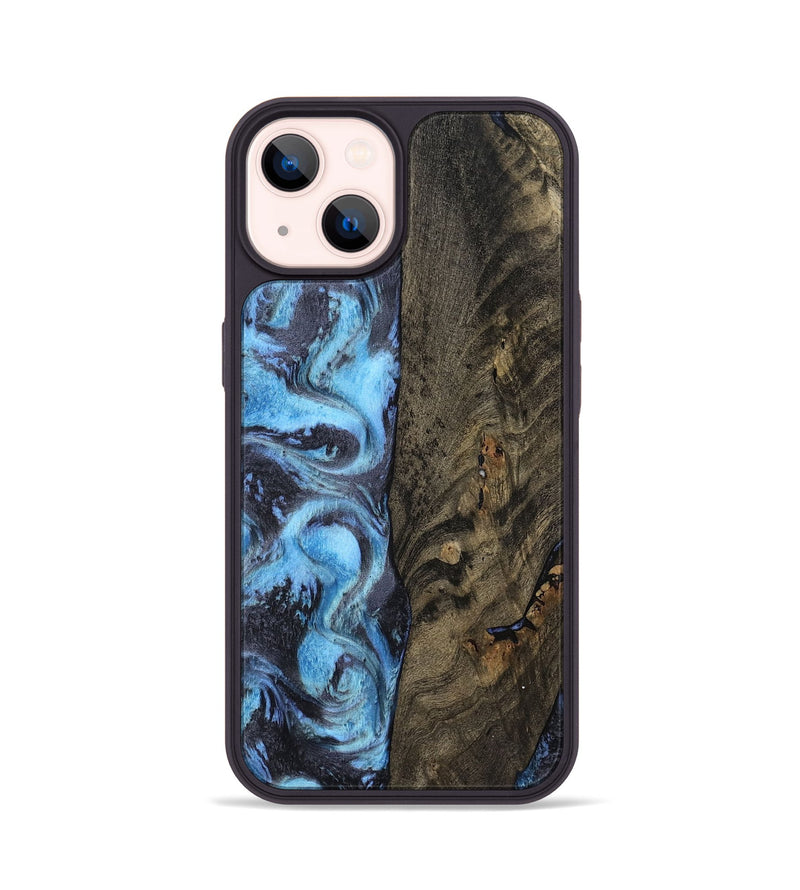 iPhone 14 Wood Phone Case - Mylah (Blue, 800349)