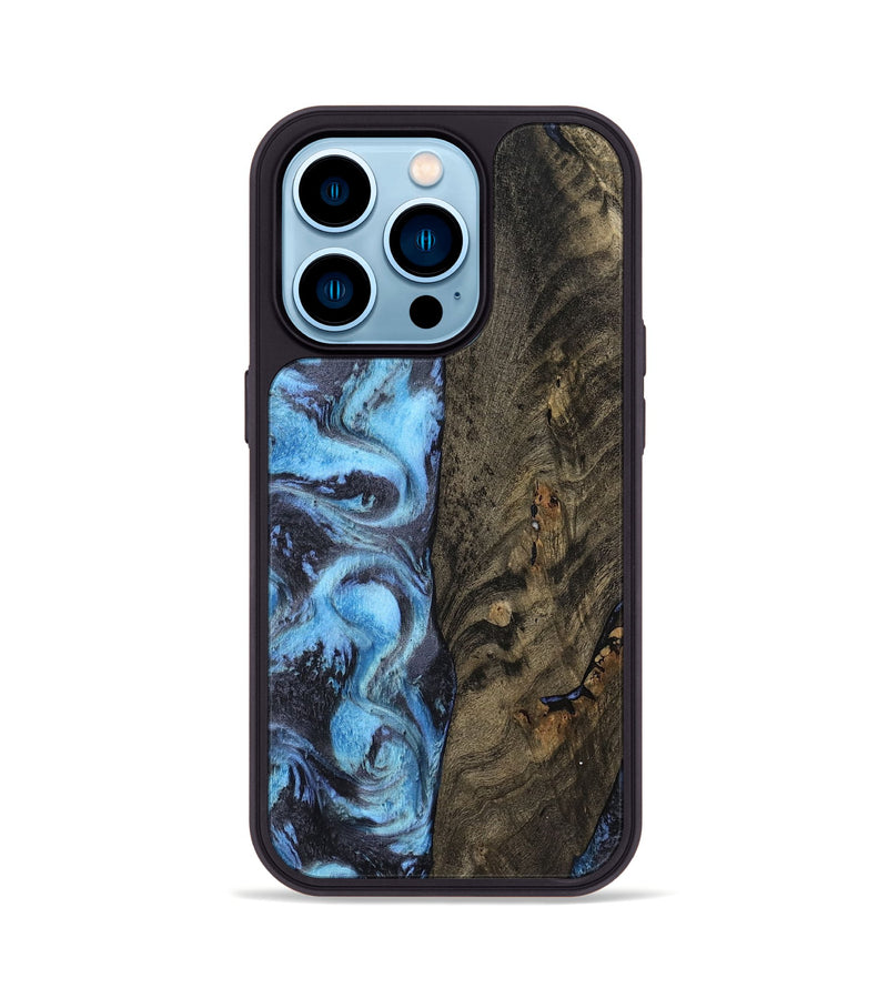 iPhone 14 Pro Wood Phone Case - Mylah (Blue, 800349)