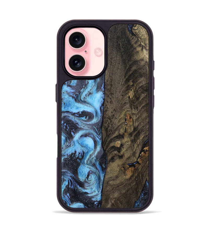 iPhone 16 Wood Phone Case - Mylah (Blue, 800349)