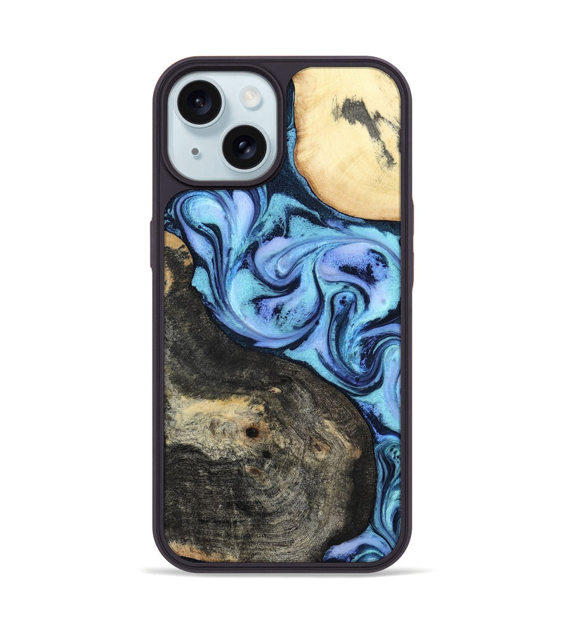 iPhone 15 Wood Phone Case - Hedwig (Blue, 800351)