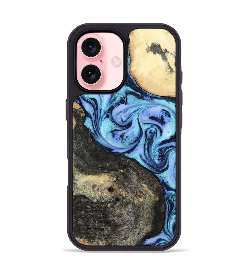 iPhone 16 Wood Phone Case - Hedwig (Blue, 800351)