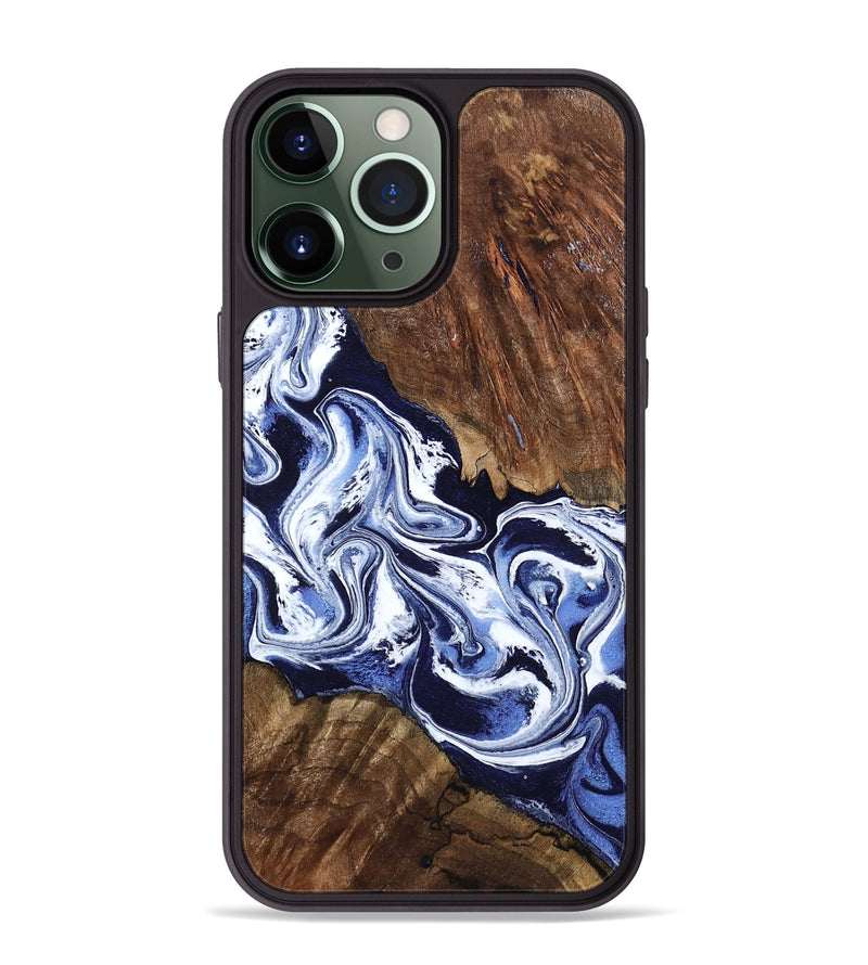 iPhone 13 Pro Max Wood Phone Case - Aryan (Blue, 800357)