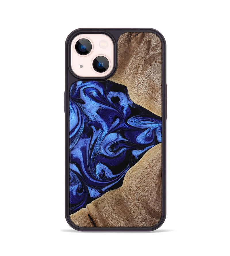 iPhone 14 Wood Phone Case - Harding (Blue, 800362)